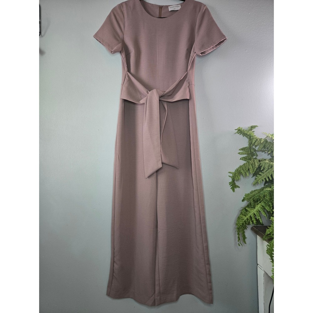 Modern Citizen Wide Leg Jumpsuit Taupe Belted Minimalist Short Sleeve Small - Picture 8 of 8